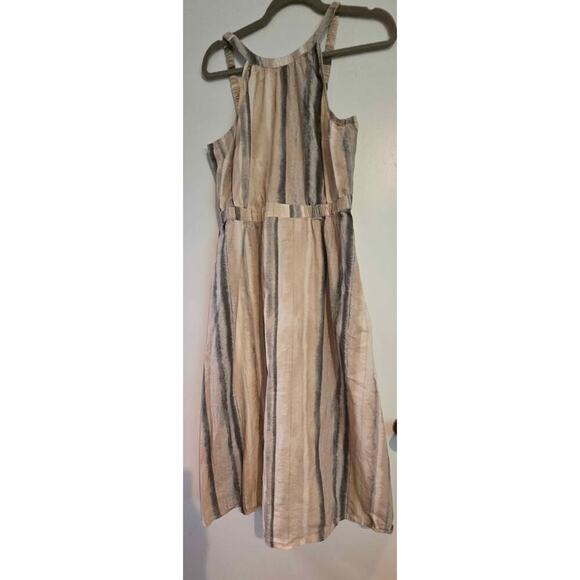 Jennie Garth ME Sunset Stripe Halter Maxi Dress Beige Tan Size SP Small Petite - Picture 2 of 4